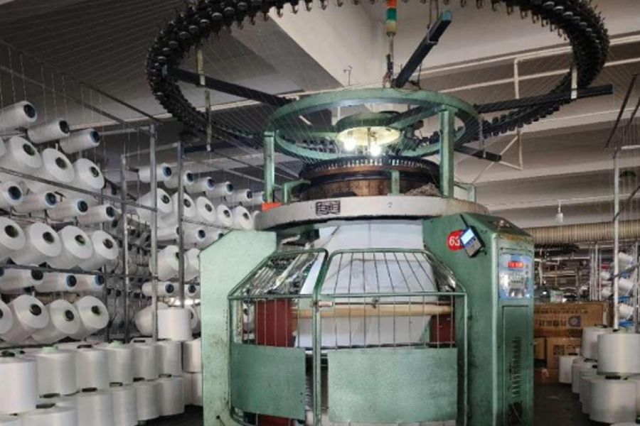 Grå tyg tillverkning modell-hög fot enkelsidig