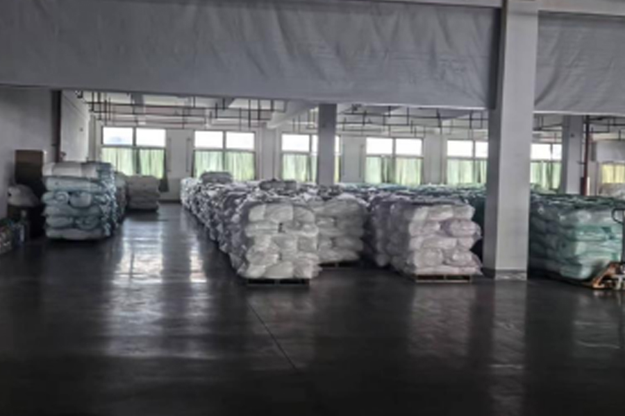 Grå tyg tillverkning färdigt produktområde